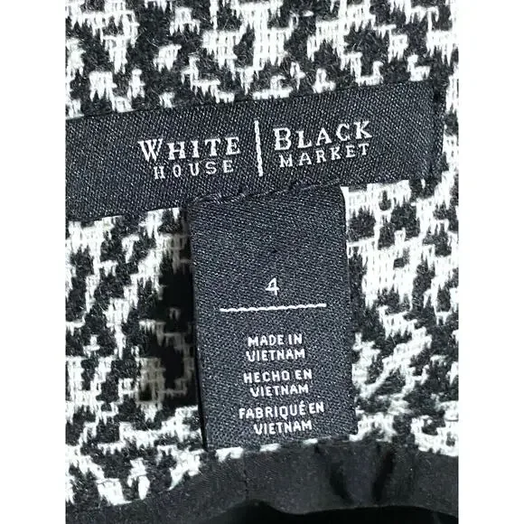 WHBM Black White Abstract Knee Length Pencil Skirt 4 Career Sophisticated Modest - Picture 6 of 8